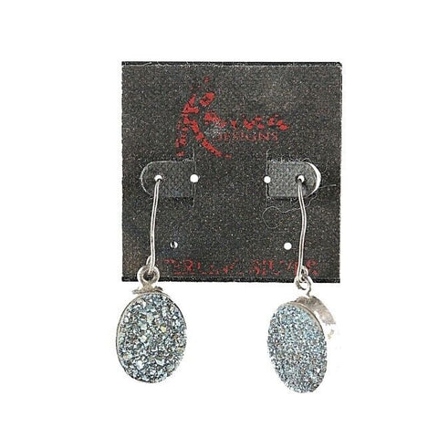 Roma Sterling New $39 Silver Aqua Blue Drusy Dangle Pierced Earrings