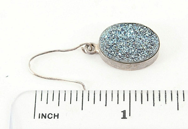 Roma Sterling New $39 Silver Aqua Blue Drusy Dangle Pierced Earrings
