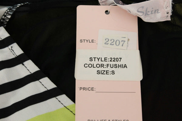 Second Skin NEW $69 S Black White Stripe Mesh Back Bodycon Poly Spndx Dress