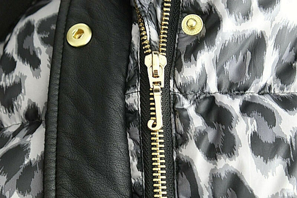 Juicy Couture S White Black Animal Polyester Acetate Convertible Hooded Coat