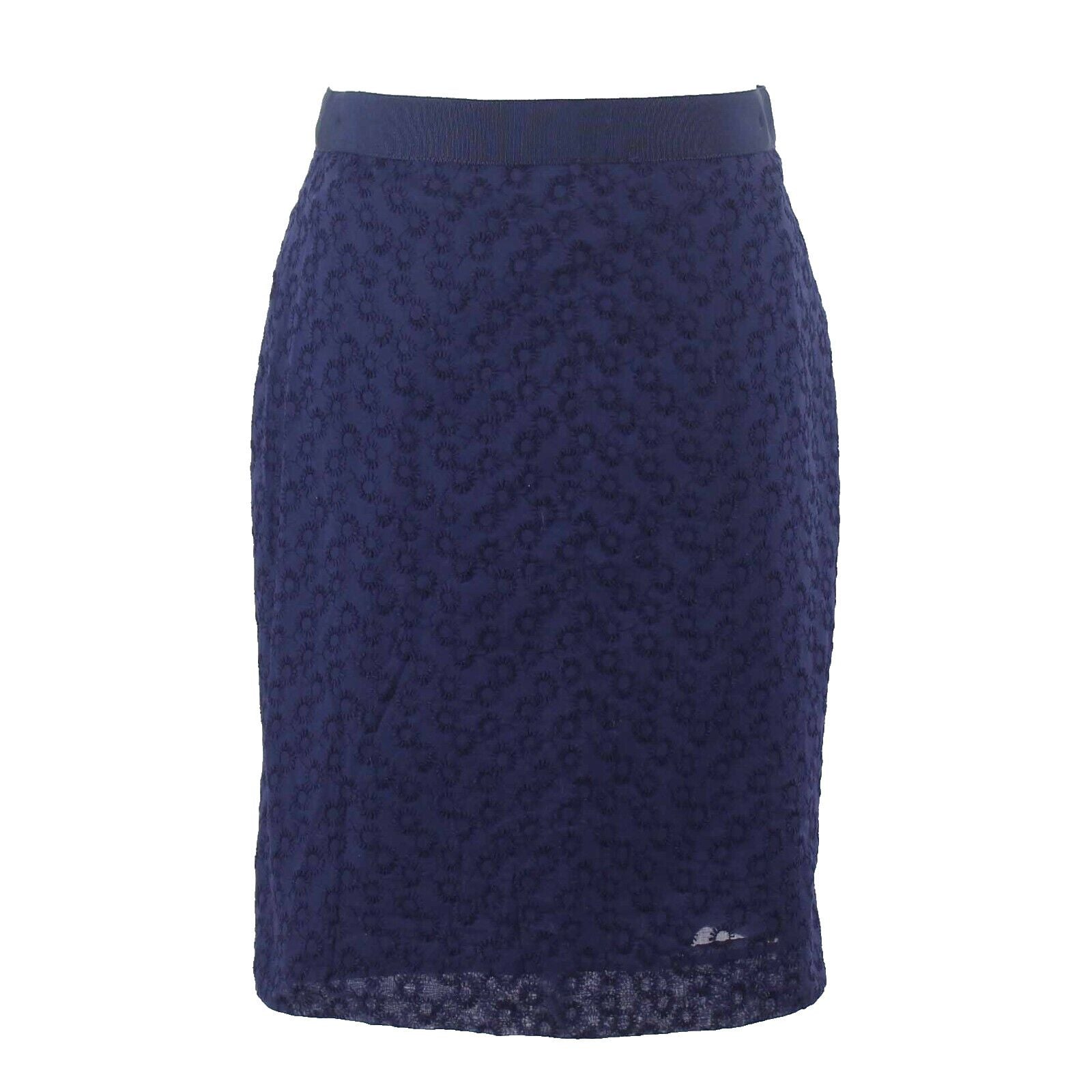 J Crew NEW $128 Sz 6 Navy Blue Modern Eyelet Knee Length 100% Cotton Skirt
