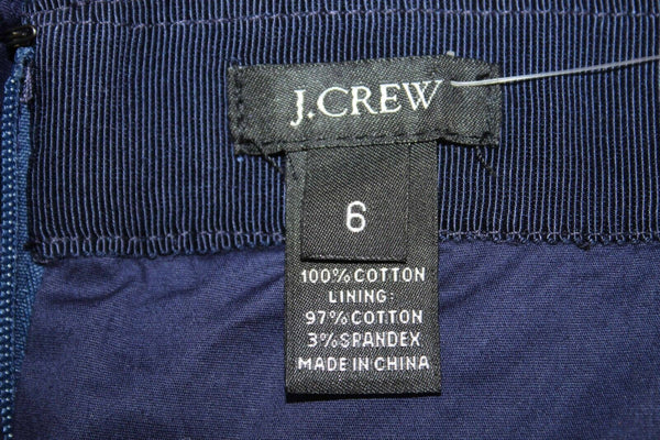 J Crew NEW $128 Sz 6 Navy Blue Modern Eyelet Knee Length 100% Cotton Skirt