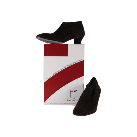 Thierry Rabotin Booties Rena Sz 38.5 Brown Animal Print 2" Ankle Booties