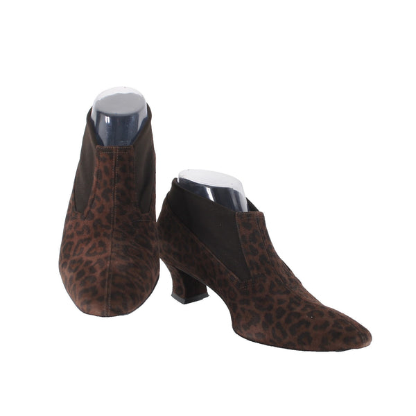 Thierry Rabotin Booties Rena Sz 38.5 Brown Animal Print 2" Ankle Booties