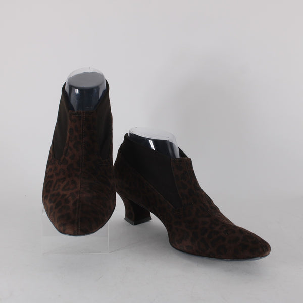 Thierry Rabotin Booties Rena Sz 38.5 Brown Animal Print 2" Ankle Booties