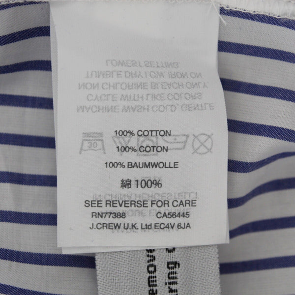 J Crew NEW $98 Sz S White Blue Stripe Lace Up Neck Drop Shoulder Cotton Dress