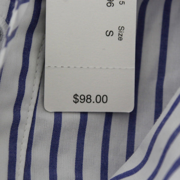 J Crew NEW $98 Sz S White Blue Stripe Lace Up Neck Drop Shoulder Cotton Dress