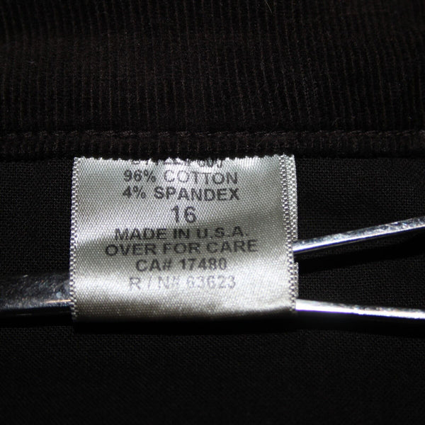 NYDJ NEW $98 Sz 16 x 35 Brown Corduroy Tummy Tuck Cotton Spandex Pant