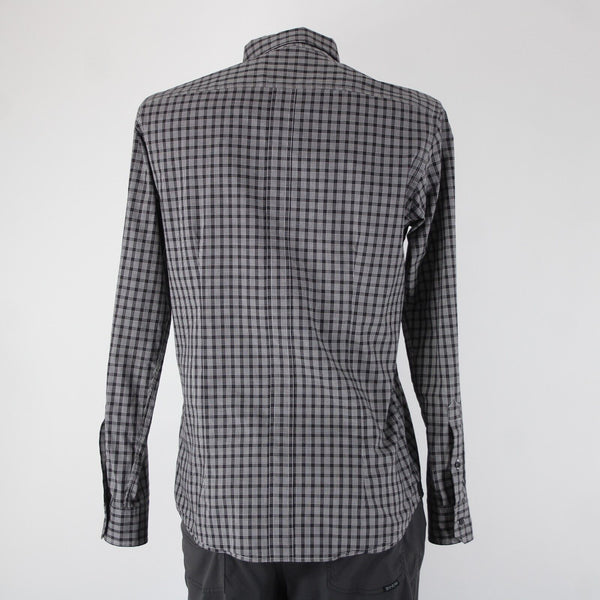 Zegna Sport Sz L Black White Plaid Pin Point Twisted Cotton 100% Cotton Shirt