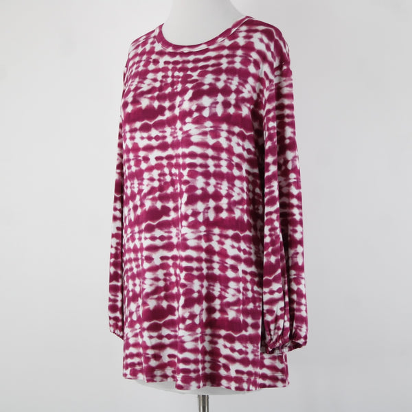 Johnny Was Top $168 The Janie Sz L Purple Pink White Tunic Bamboo Spandex