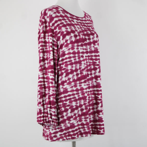 Johnny Was Top $168 The Janie Sz L Purple Pink White Tunic Bamboo Spandex