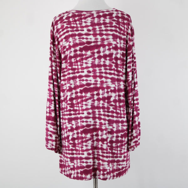 Johnny Was Top $168 The Janie Sz L Purple Pink White Tunic Bamboo Spandex