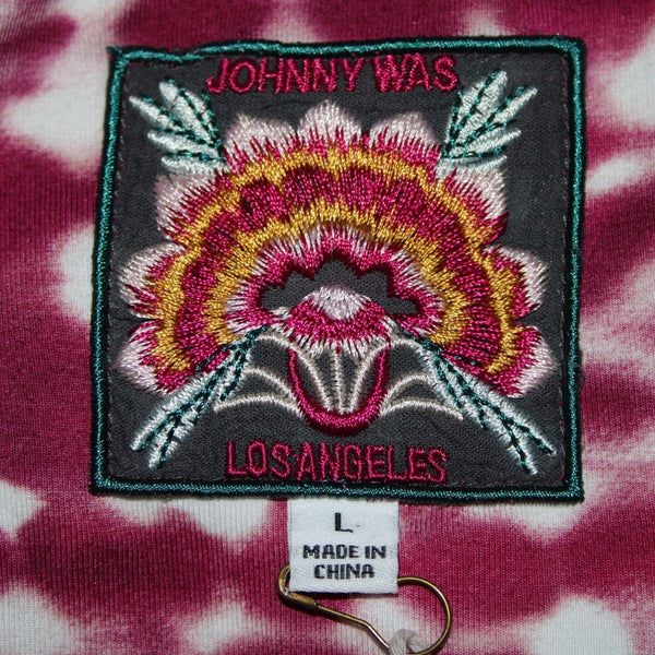 Johnny Was Top $168 The Janie Sz L Purple Pink White Tunic Bamboo Spandex
