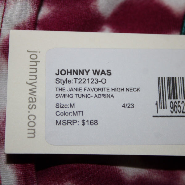 Johnny Was Top $168 The Janie Sz L Purple Pink White Tunic Bamboo Spandex