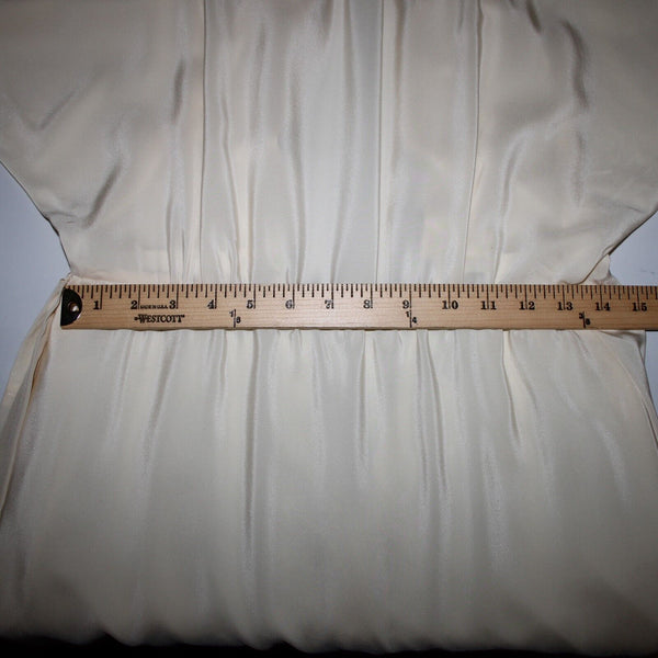 Paulette Buraud Cream Pink Green Floral Unlined Vintage Couture Dress