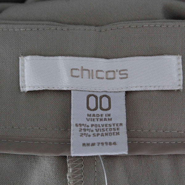 Chicos NEW Sz 00 x 29 Tan Slim Trouser Polyester Viscose Spandex Pant