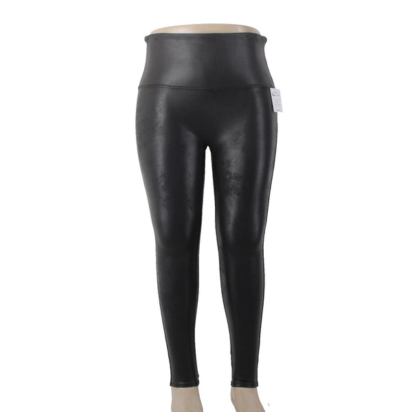 Spanx Pant NEW Sz 3X x 26 Black Pull On Faux Leather Nylon Elastane Pant