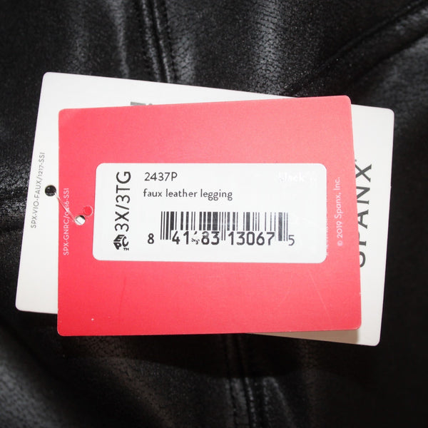 Spanx Pant NEW Sz 3X x 26 Black Pull On Faux Leather Nylon Elastane Pant