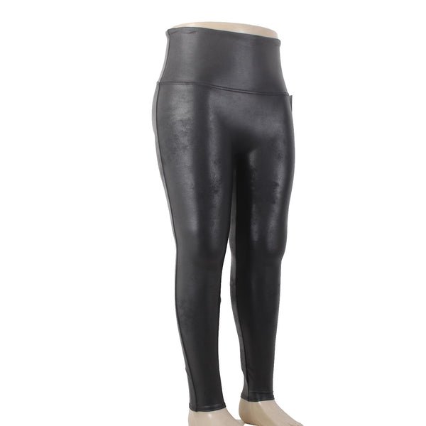 Spanx Pant NEW Sz 3X x 26 Black Pull On Faux Leather Nylon Elastane Pant