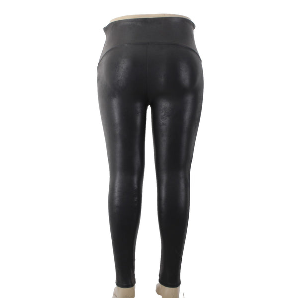 Spanx Pant NEW Sz 3X x 26 Black Pull On Faux Leather Nylon Elastane Pant