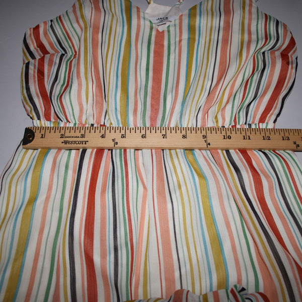 BB Dakota Jack Sz M Cream Yellow Multi Color Lined Striped 100% Polyester Dress