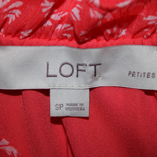 Loft NEW Petites Sz SP Orange White Collared Lined 100% Polyester Top