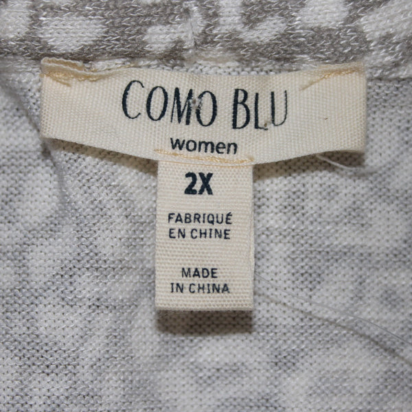 Como Blu Wrap Cardigan Sz 2X Gray White Animal Print Pockets Rayon Poly Sweater