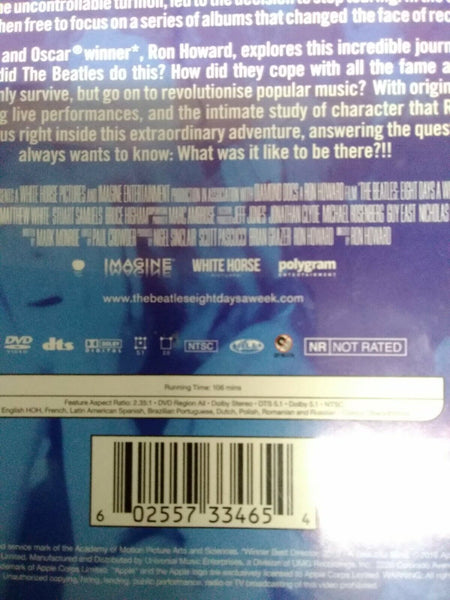 The Beatles Eight Days a Week The Touring Years Ron Howard Film DVD Movie