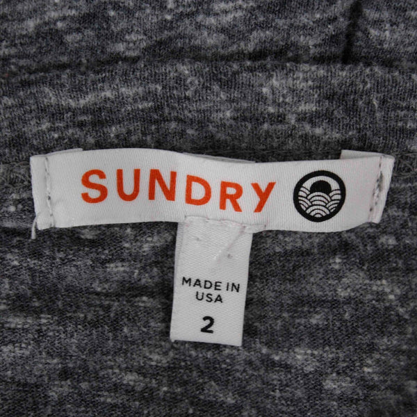 Sundry Sz 2 Gray Gold Stars Patches Ruffle Sleeve Polyester Cotton Top