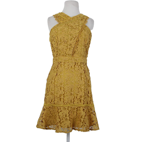 Adelyn Rae Sz S Gold Yellow Lined Lace Overlay Sleeveless 100% Polyester Dress