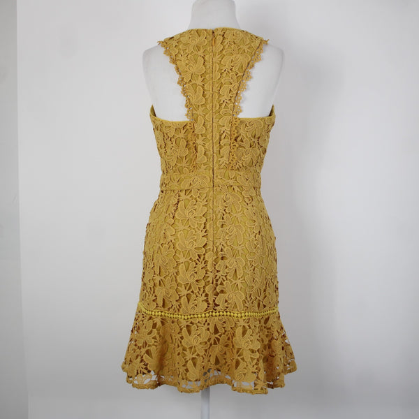 Adelyn Rae Sz S Gold Yellow Lined Lace Overlay Sleeveless 100% Polyester Dress