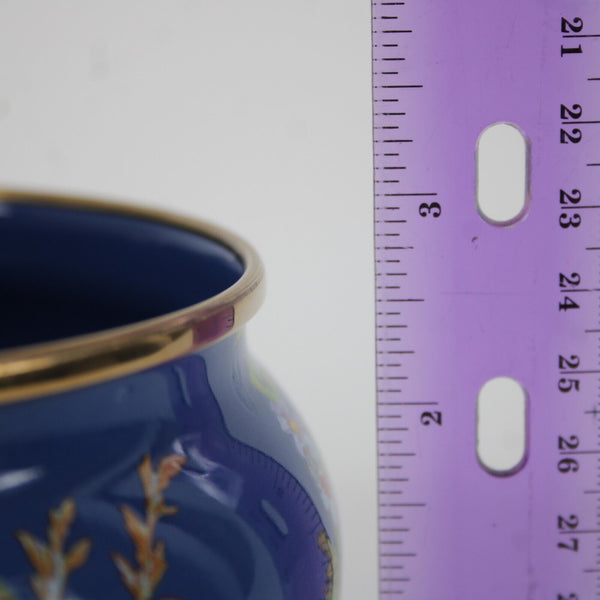 MacKenzie Childs Blue Multi Color Flower Market Crystal Squashed Bon Bon Pot