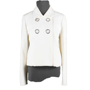 Chicos Sz 0 Cream Silver Hardware Rayon Nylon Spandex Blazer Jacket