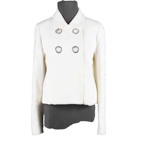Chicos Sz 0 Cream Silver Hardware Rayon Nylon Spandex Blazer Jacket
