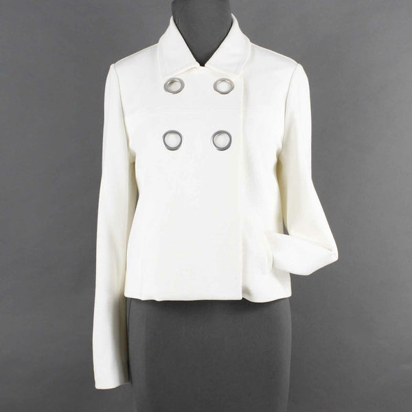 Chicos Sz 0 Cream Silver Hardware Rayon Nylon Spandex Blazer Jacket
