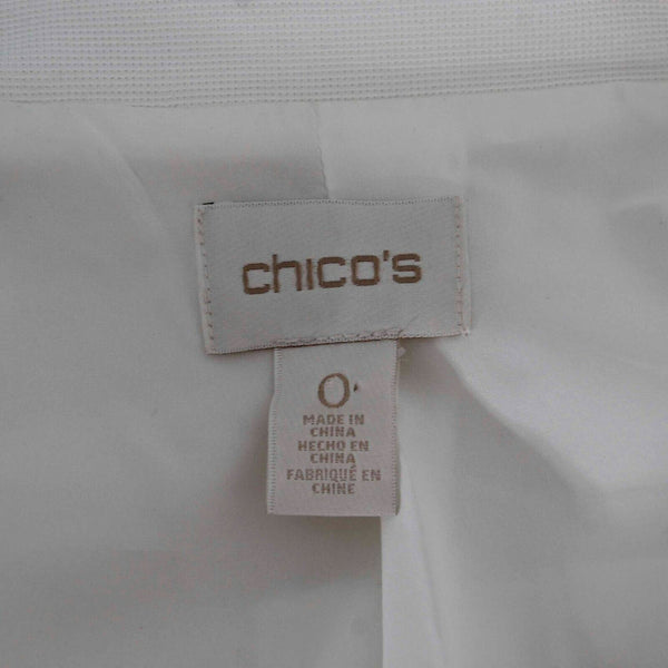 Chicos Sz 0 Cream Silver Hardware Rayon Nylon Spandex Blazer Jacket