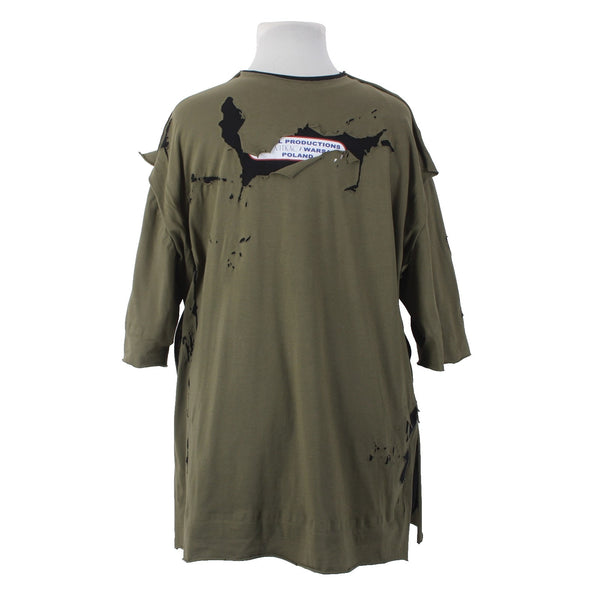 Diesel Shirt NEW Farfetch Sz 2X Olive Green Black Distressed Tee 100% Cotton