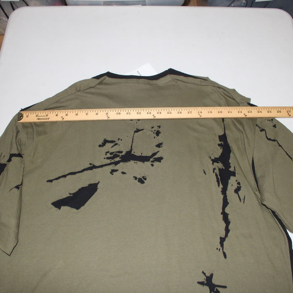 Diesel Shirt NEW Farfetch Sz 2X Olive Green Black Distressed Tee 100% Cotton