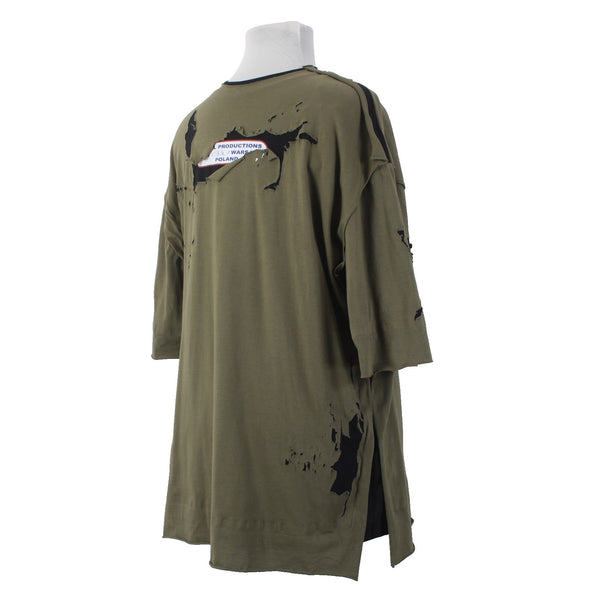 Diesel Shirt NEW Farfetch Sz 2X Olive Green Black Distressed Tee 100% Cotton