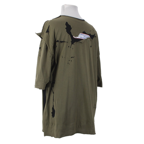 Diesel Shirt NEW Farfetch Sz 2X Olive Green Black Distressed Tee 100% Cotton