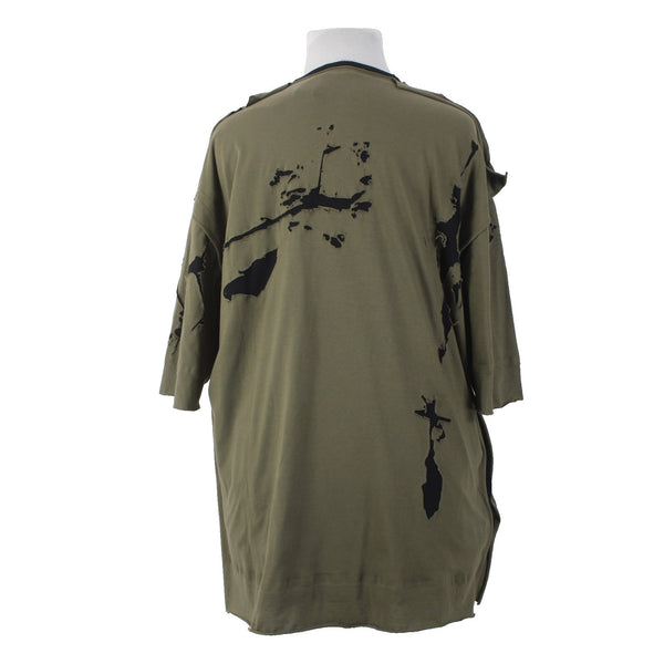 Diesel Shirt NEW Farfetch Sz 2X Olive Green Black Distressed Tee 100% Cotton