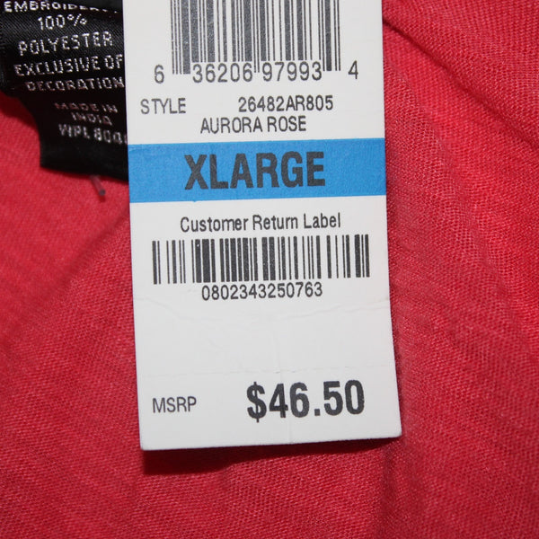 Style Co Top NEW $47 Sz XL Aurora Rose Red Black Embroidered Polyester Rayon Top