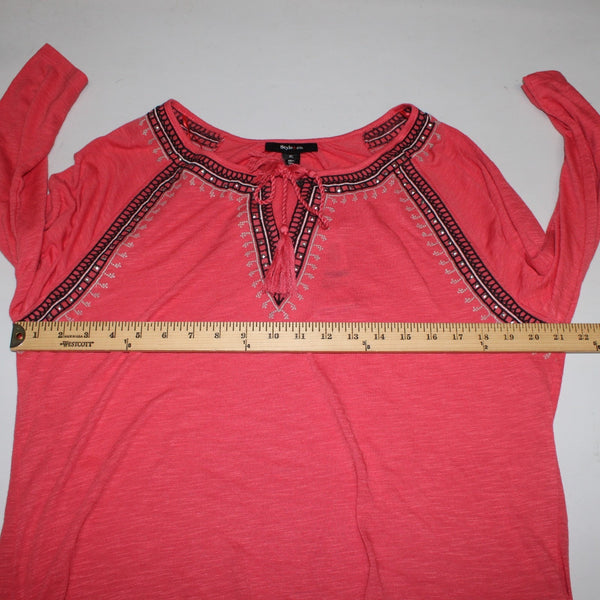 Style Co Top NEW $47 Sz XL Aurora Rose Red Black Embroidered Polyester Rayon Top