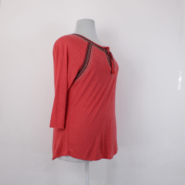 Style Co Top NEW $47 Sz XL Aurora Rose Red Black Embroidered Polyester Rayon Top
