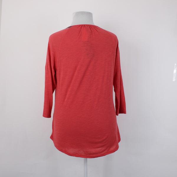 Style Co Top NEW $47 Sz XL Aurora Rose Red Black Embroidered Polyester Rayon Top