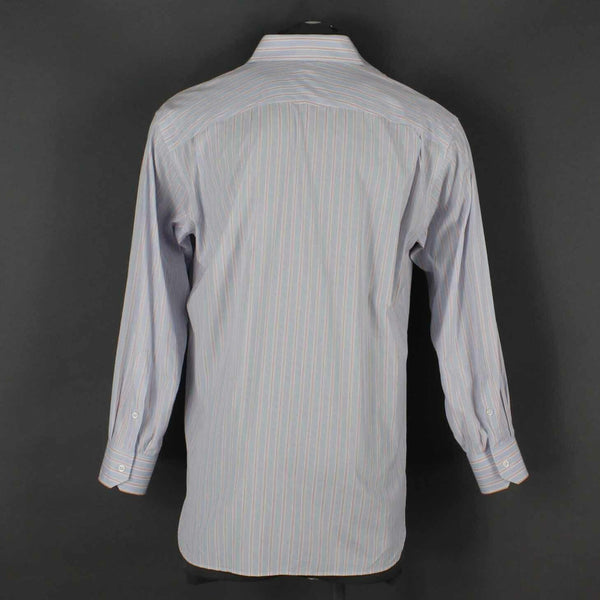 Robert Talbott Sz L? Blue White Pink Striped Button Down 100% Cotton Shirt