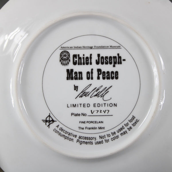 American Indian Heritage Foundation Museum Chief Joseph Man Of Peace V7247 Plate