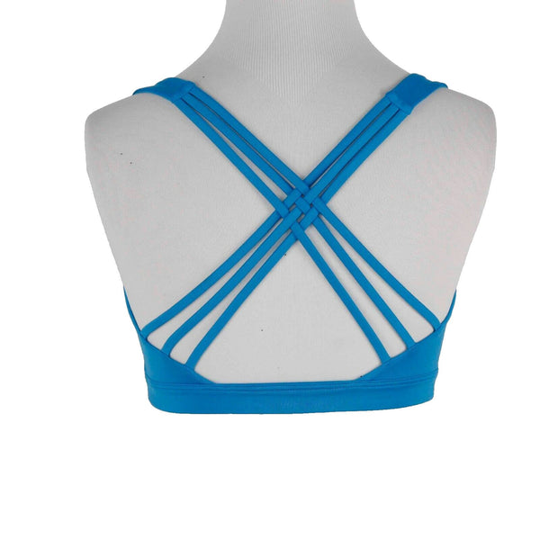 Victoria Sport Sz SP Blue Cross Back Strappy Polyester Spandax Active Wear Bra