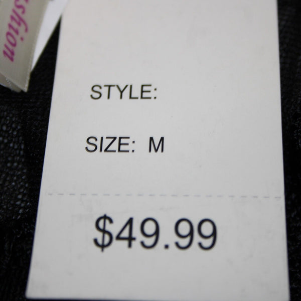 Universal Fashion NEW $50 Sz M Black Sheer Mesh Embroidered Tank 100% Poly Top