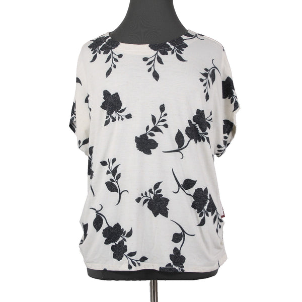 Love Scarlett Top NEW $58 Sz 3X Baltic Sea Combo White Black Poly Linen Top